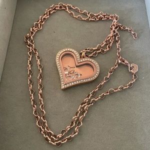 Rose Gold Origami Owl Heart Locket & Heart Chain